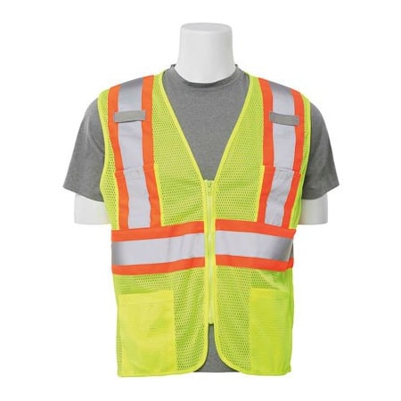 Erb Safety ERB S383P Class 2 Mesh Vest, Hi-Vis Lime, Contrasting Trim, 5XL 61821